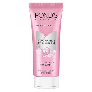 POND's Bright Beauty Anti-Dullness & Brightening Facewash With Niacinamide | For Glass-Skin Like Shine And With 4X Visibly Brighter Skin, 50Gm