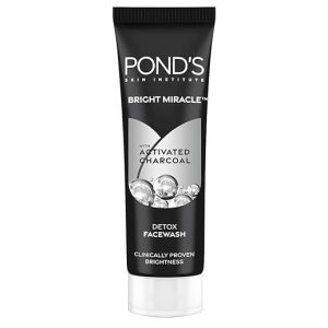 POND's Bright Miracle Detox Facewash | 10X Power Of Activated Charcoal| For Deep Cleaned Skin | Reveals Glow, Pollution Clear Face Wash, 50Gm