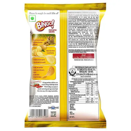 Bingo! Original Style Chilli Sprinkled - Flat Cut Spicy Potato Chips Pack for Snacks - 85 g - Image 2