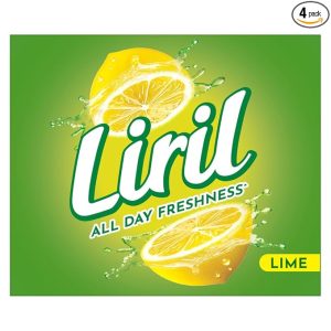 Liril Lime and Tea Tree Oil Soap, Refreshing Bathing Soap With Fragrance & Freshness of Lemon, Paraben & Sulphate Free Cleanser, 125 g x 4u