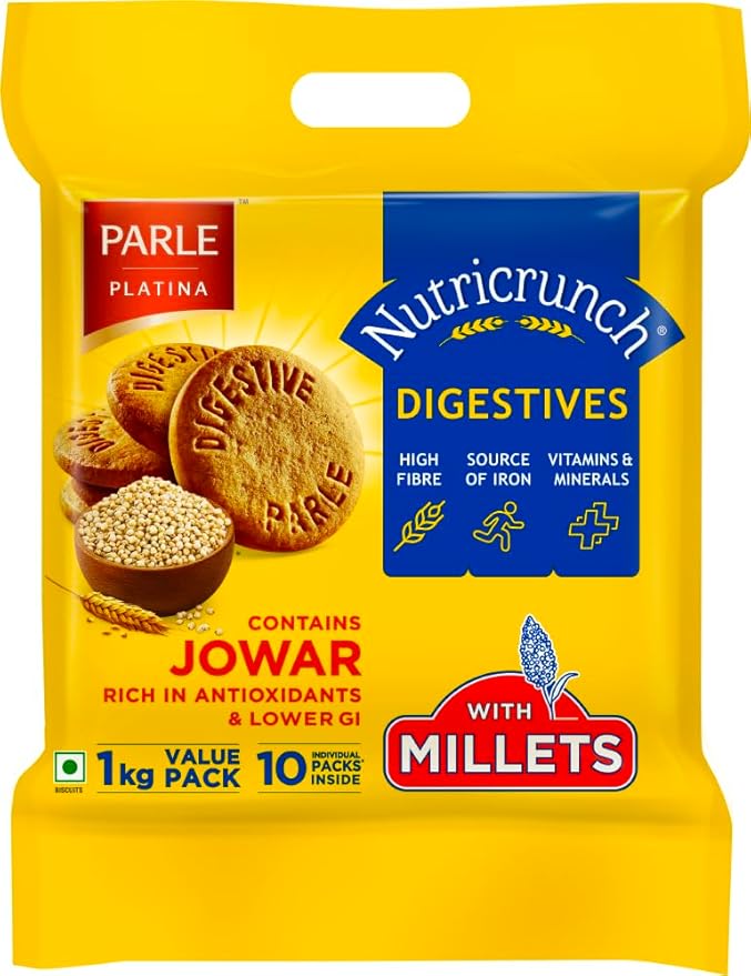 Parle Nutricrunch Classic Wheat Flour Digestive Cookies, 1000 Gram