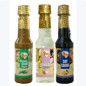9am soy sauce 230g + Green Chilli Sauce 210g + Vinegar Synthetic 200 ml (pack of 3)