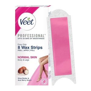 Veet Professional Waxing Strips Kit for Normal Skin, 8 Strips